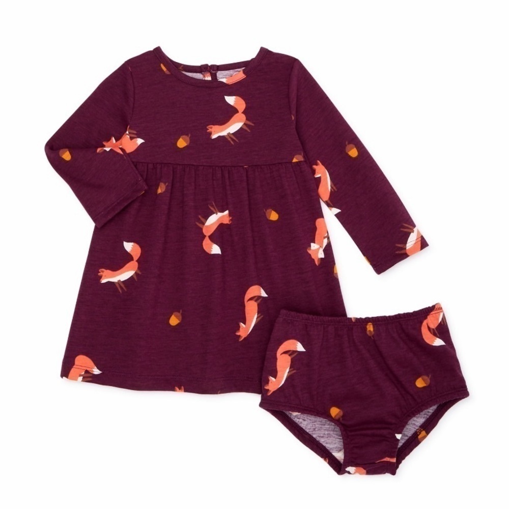 𝅺NWT Wonder Nation Infant Girls 12 Mo Dress Bloomers Long Sleeve Knit Fox Acorn